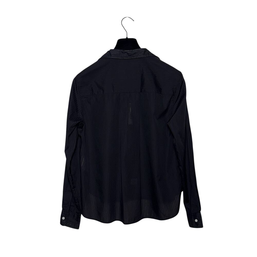 Frank & Eileen NWT Silvio Black Sheer Striped Untuckable Button Up Shirt Size XS - Picture 3 of 7